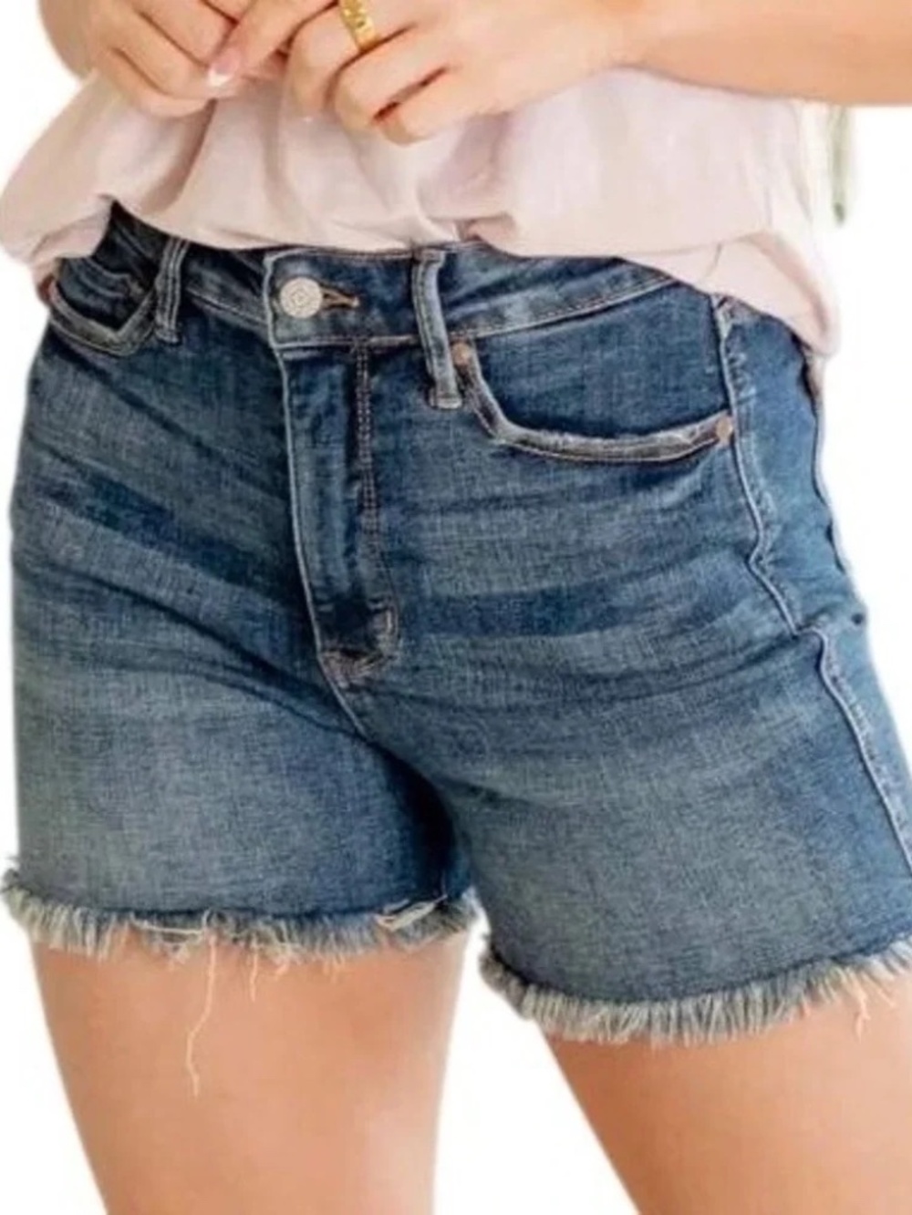 NWT Judy Blue Dark Wash Denim High Waist Tummy Control Waist 5" Shorts Size XL